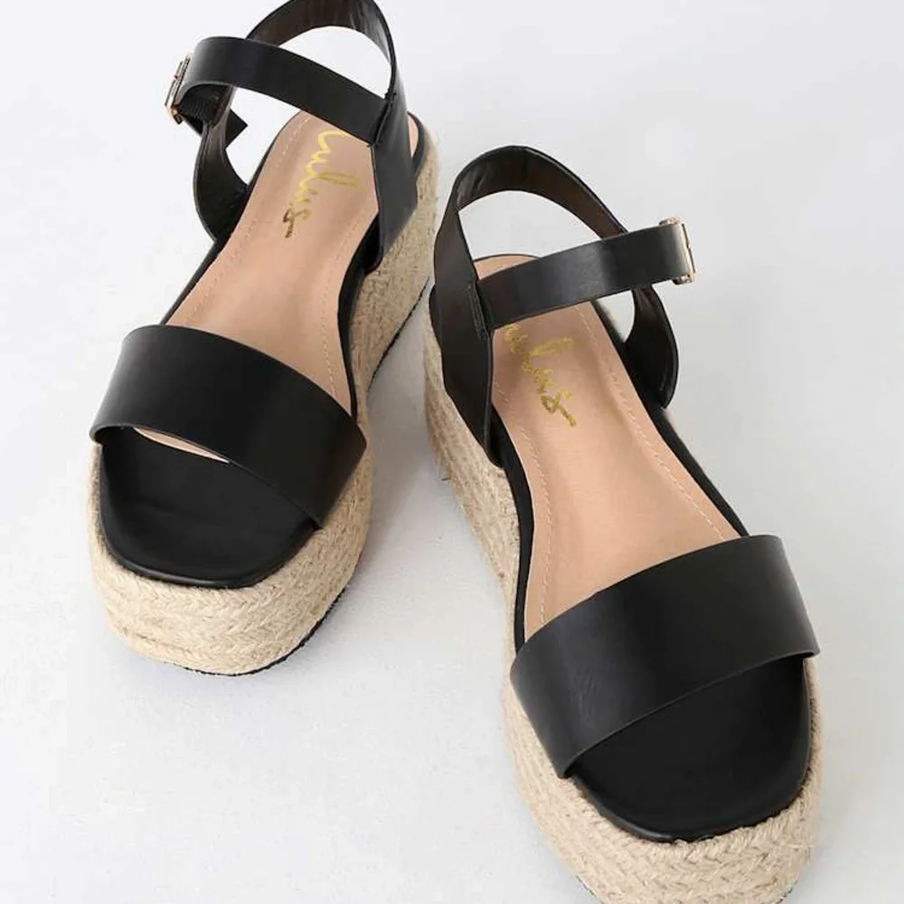 Lulus Corsa Black Espadrille Flatform Sandals Size 7.5 BRAND NEW IN BOX‼️